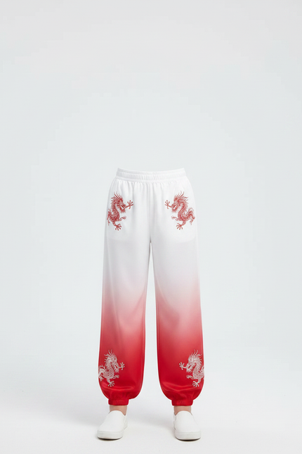 Pantalon Chinois Dégradé Rouge Dragon Ample Enfant - Polyester - vue 3