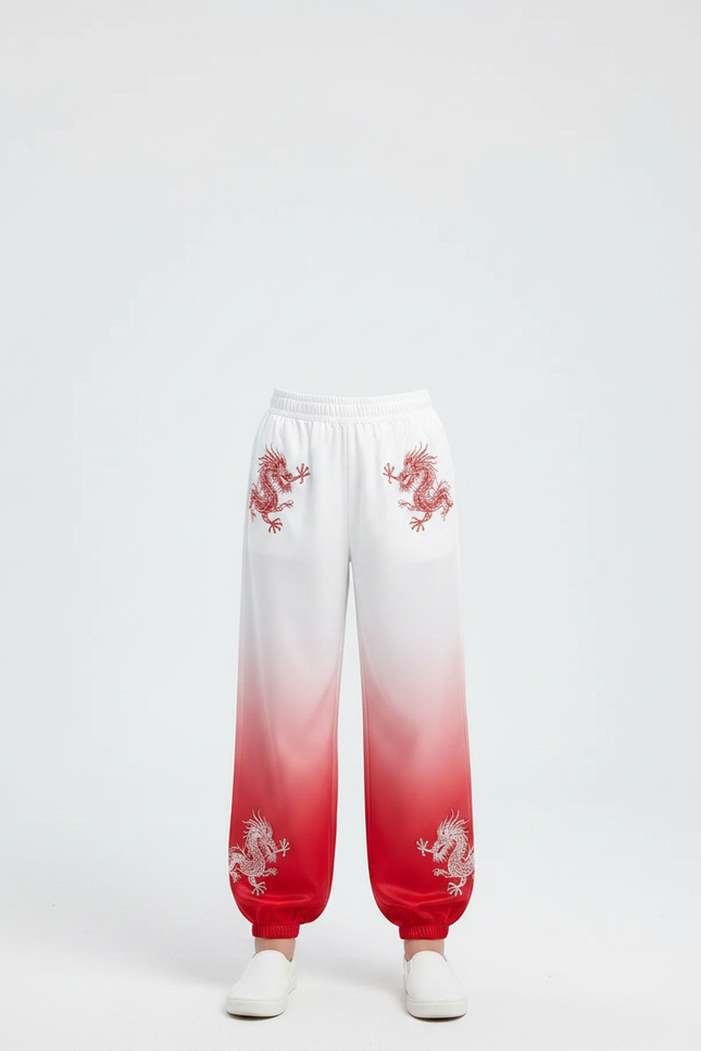 Pantalon Chinois Dégradé Rouge Dragon Ample Enfant - Polyester - vue 3