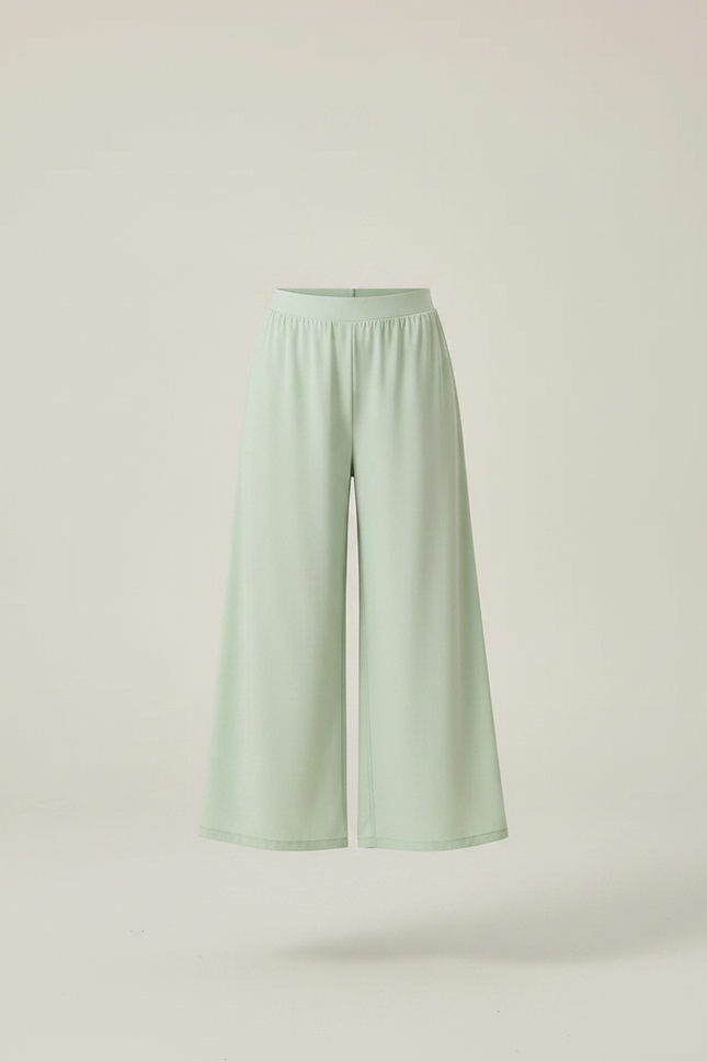 Pantalon Chinois Vert Clair Jupe Superposée Fluide Élégant - Viscose - vue 3