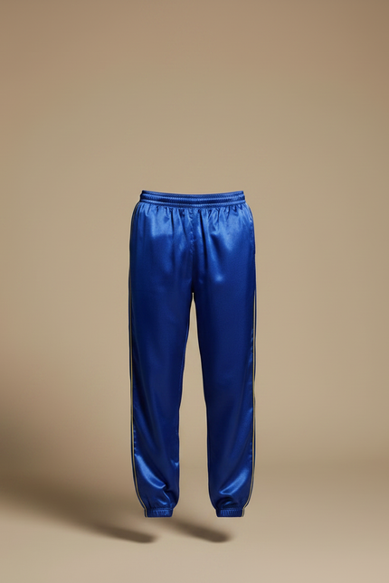 Pantalon Chinois Bleu Satiné Ample Décontracté Homme - vue 3