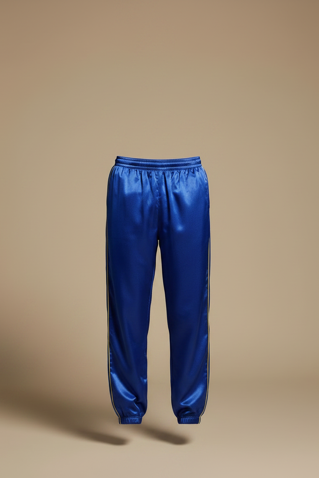 Pantalon Chinois Bleu Satiné Ample Décontracté Homme - vue 3