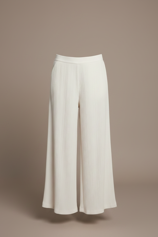 Pantalon Chinois Crème Plissé Fluide Ample Fille - Beige Polyester - vue 3