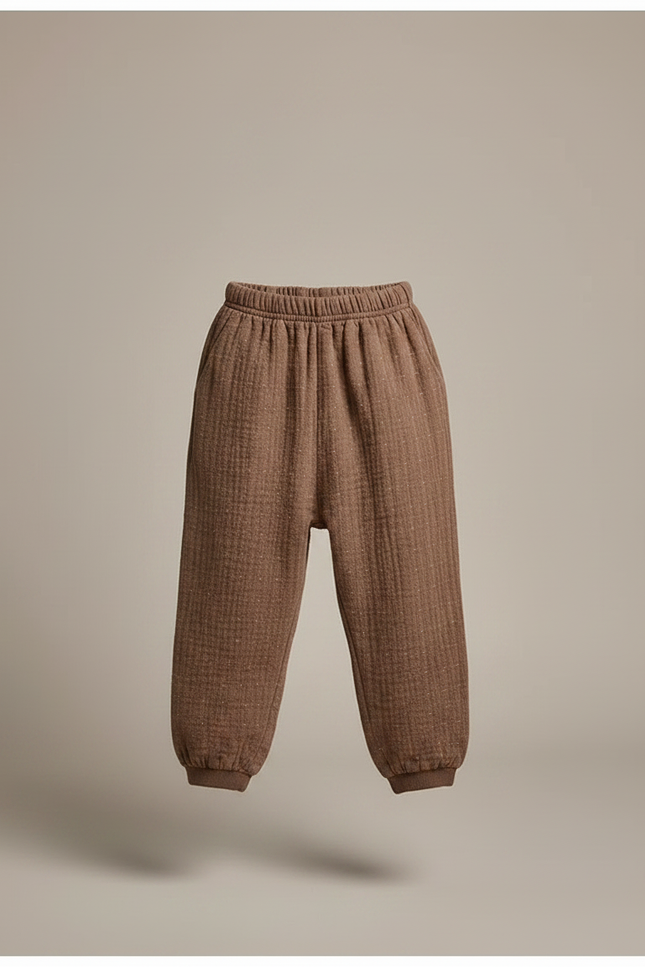 Pantalon Chinois Garçon Ample Lin - Marron Molleton - vue 3