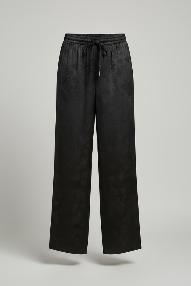 Pantalon Chinois Noir Ample Soie Jacquard Femme - vue 3