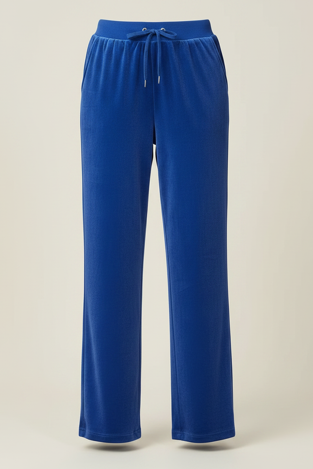 Pantalon Chinois Velours Bleu Taille Élastique Femme - vue 3