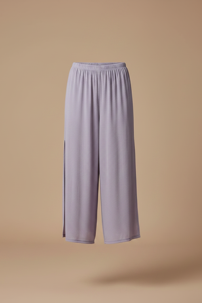 Pantalon Chinois Violet Ample Fluide Fendu Élégant - Polyester - vue 3