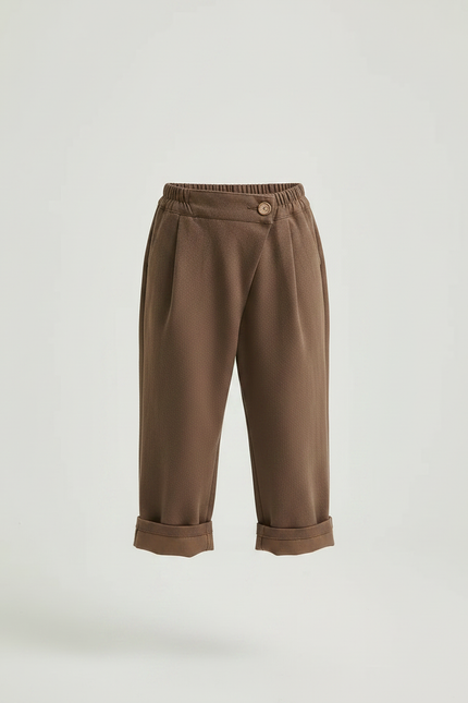 Pantalon Chinois Marron Ample Coton Décontracté Enfant - Molleton - vue 3