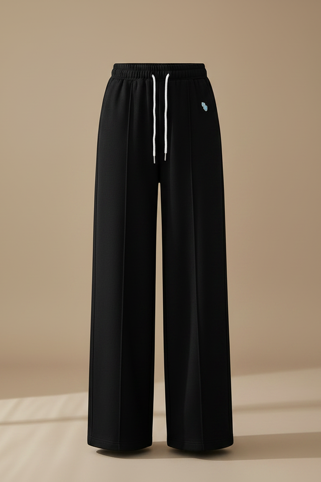 Pantalon Chinois Noir Ample Cordon Décontracté Hiver Épais - Molleton - vue 3