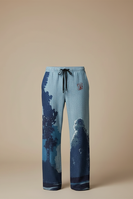 Pantalon Chinois Bleu Godzilla Ample Cordon Décontracté - Jean - vue 3