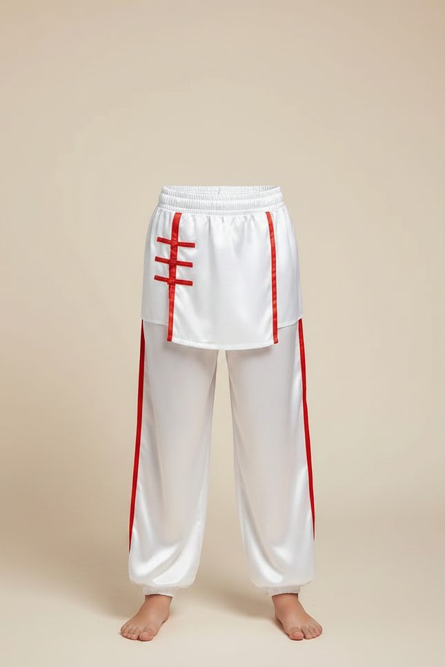 Pantalon Chinois Blanc Satiné Ample Décontracté Enfant - vue 3