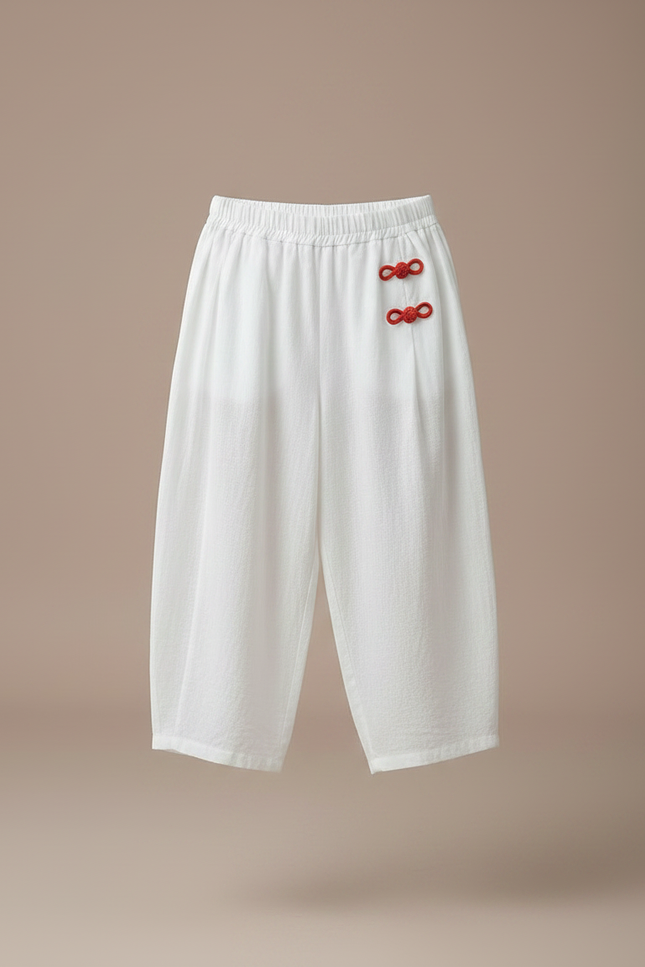 Pantalon Chinois Blanc Ample Coton Traditionnel Enfant - vue 3