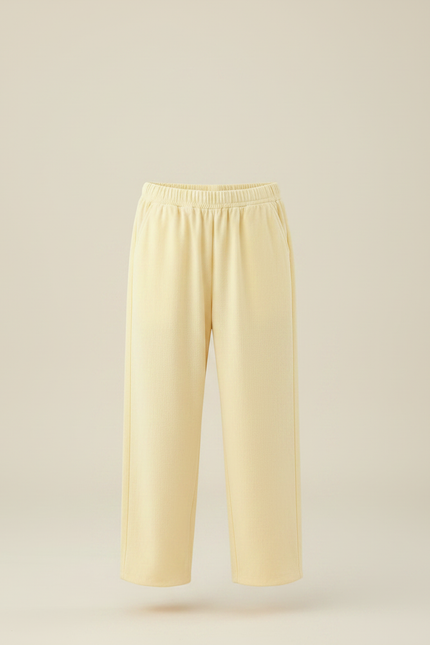 Pantalon Chinois Jaune Ample Coton Élastique Enfant - Molleton - vue 3