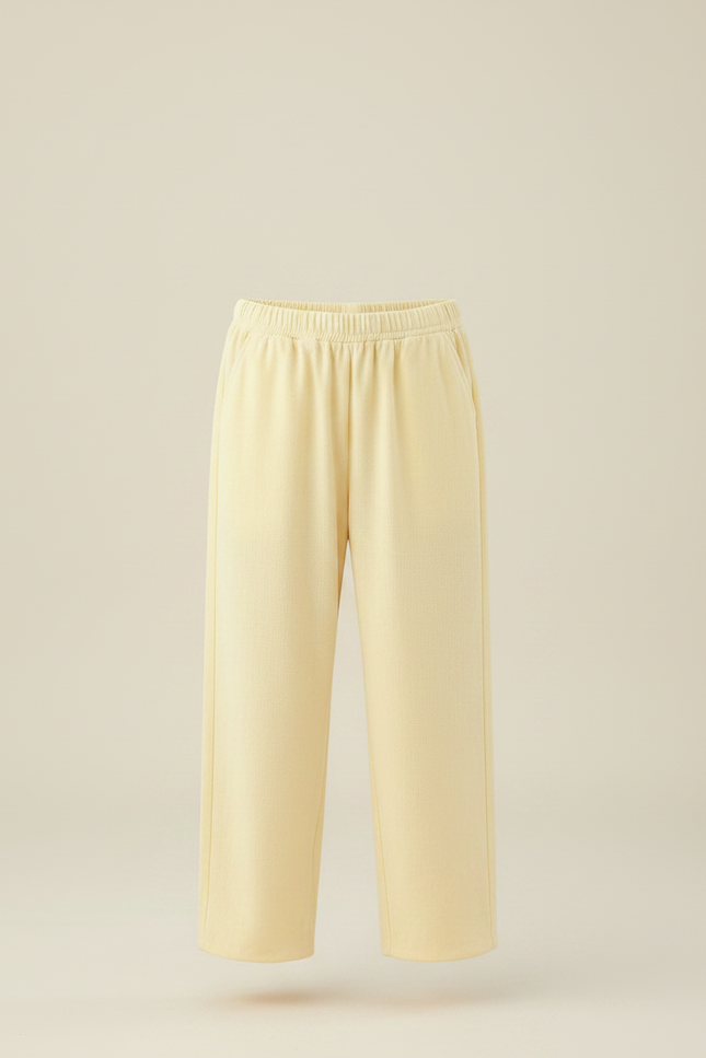 Pantalon Chinois Jaune Ample Coton Élastique Enfant - Molleton - vue 3