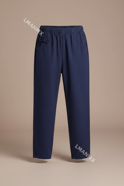 Pantalon Chinois Bleu Marine Ample Coton Lin Enfant - vue 3