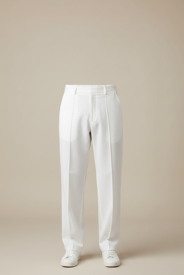 Pantalon Chinois Blanc Droit Ample Décontracté Homme - Coton - vue 3