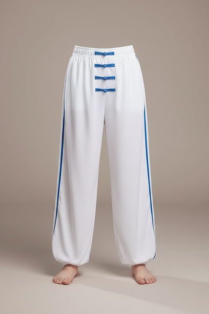 Pantalon Chinois Blanc Ample Unisexe Traditionnel Viscose - vue 3