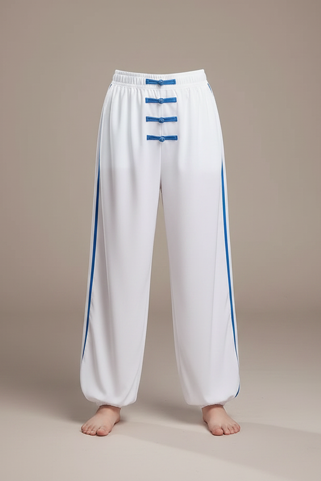 Pantalon Chinois Blanc Ample Unisexe Traditionnel Viscose - vue 3