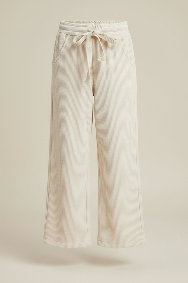 Pantalon Chinois Beige Côtelé Ample Décontracté Fille - Cordé - vue 3