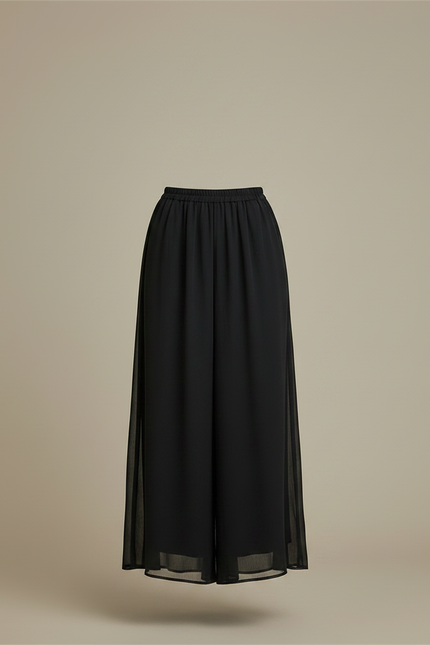 Pantalon Chinois Noir Ample Fluide Élégant Femme - Polyester - vue 3