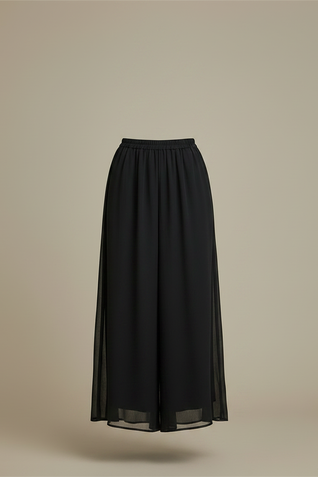 Pantalon Chinois Noir Ample Fluide Élégant Femme - Polyester - vue 3