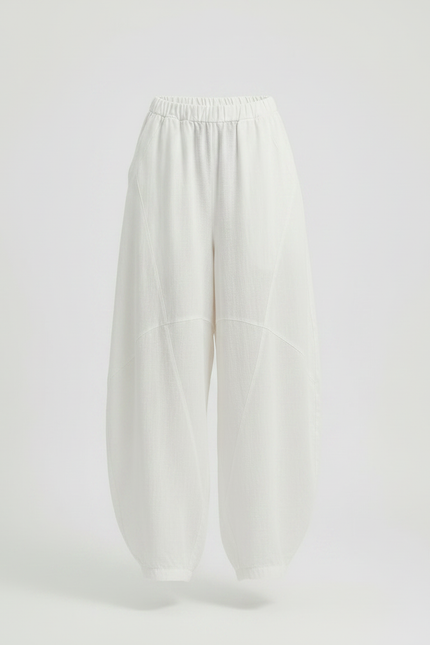 Pantalon Chinois Femme Blanc Sarouel - Lin - vue 3