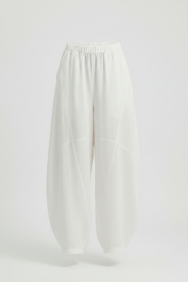 Pantalon Chinois Femme Blanc Sarouel - Lin - vue 3
