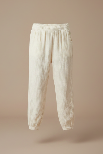 Pantalon Chinois Crème Ample Côtelé Enfant - Beige Cordé - vue 3