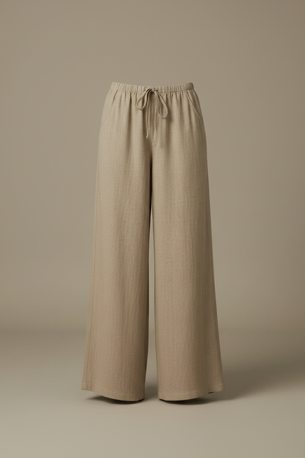 Pantalon Chinois Beige Ample Fluide Décontracté Lin - vue 3