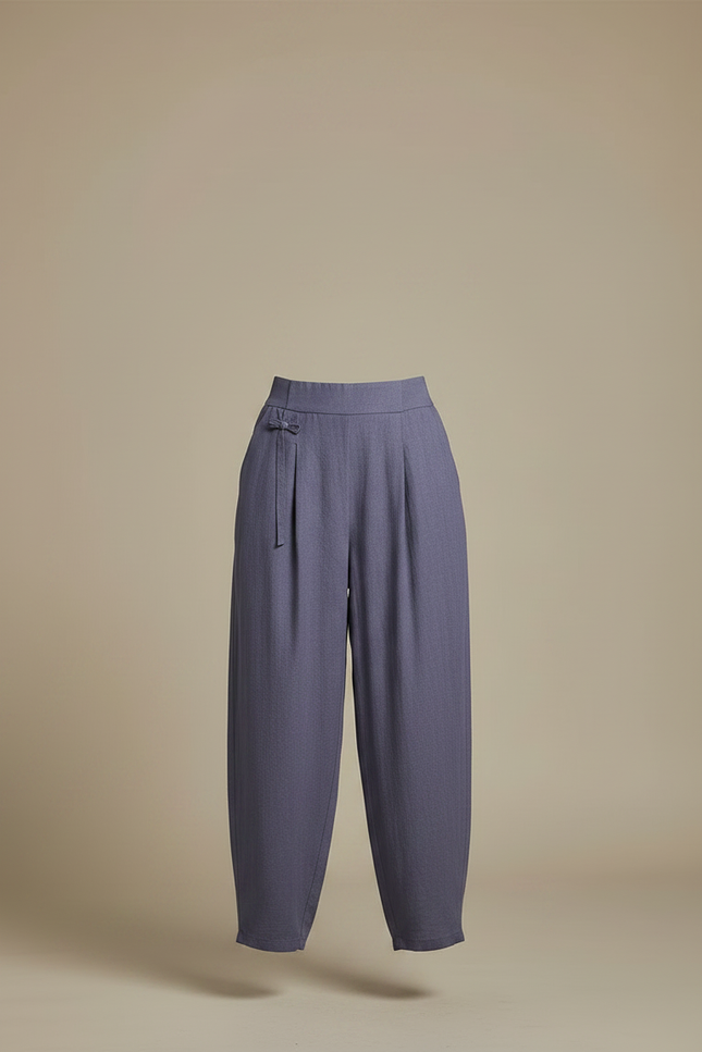 Pantalon Chinois Violet Ample Fluide Décontracté Femme - Lin - vue 3