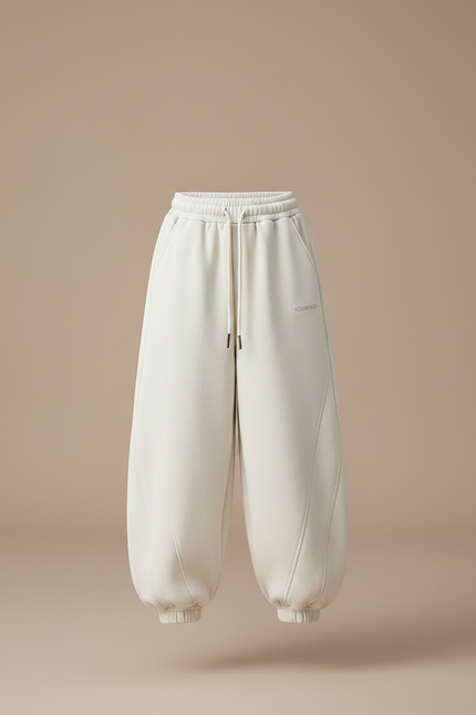 Pantalon Chinois Crème Ample Sportif Molleton Fille - Beige - vue 3