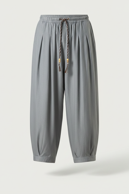 Pantalon Chinois Gris Ample Harem Décontracté Homme - Gabardine - vue 3