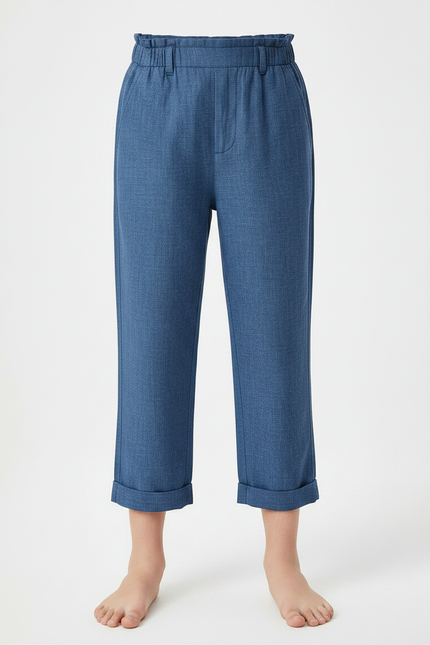 Pantalon Chinois Bleu Décontracté Élastique Coton Garçon - vue 3