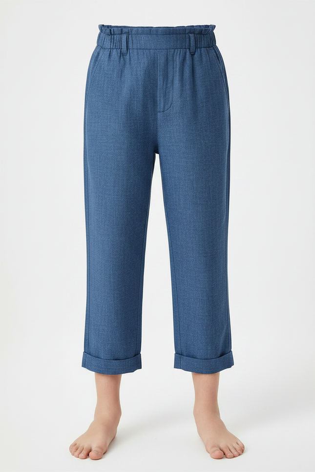 Pantalon Chinois Bleu Décontracté Élastique Coton Garçon - vue 3