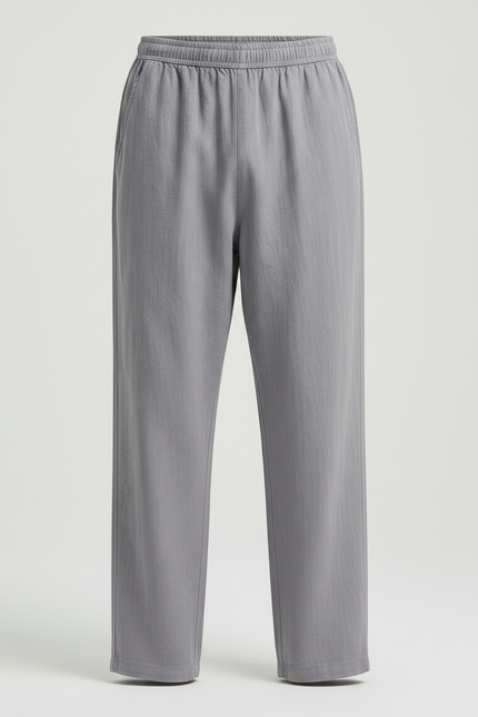 Pantalon Chinois Gris Décontracté Lin Ample Homme - vue 3