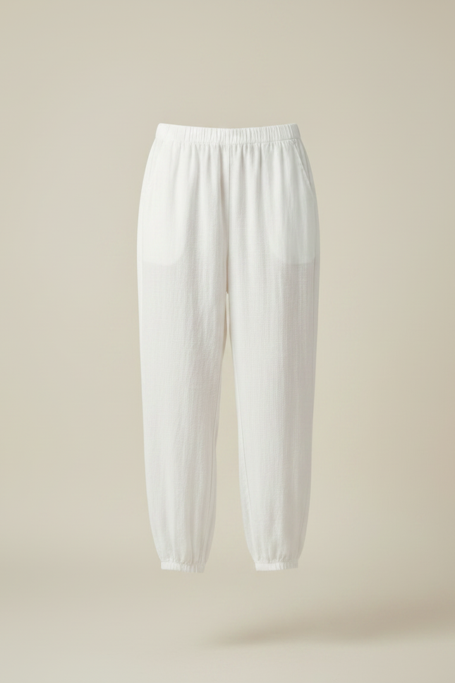 Pantalon Chinois Blanc Ample Lin Femme - vue 3
