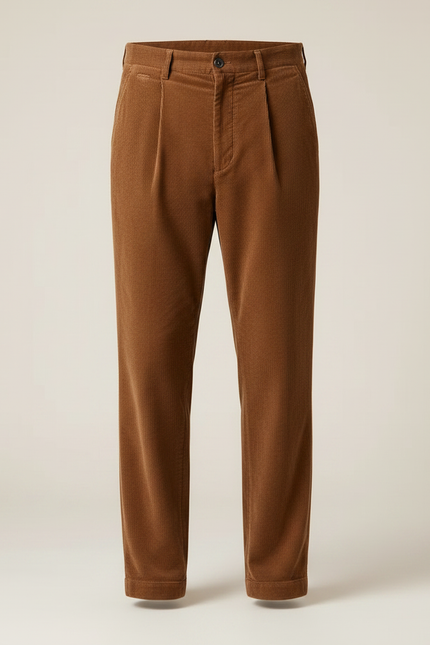 Pantalon Chinois Marron Ample Côtelé Décontracté Homme - Cordé - vue 3