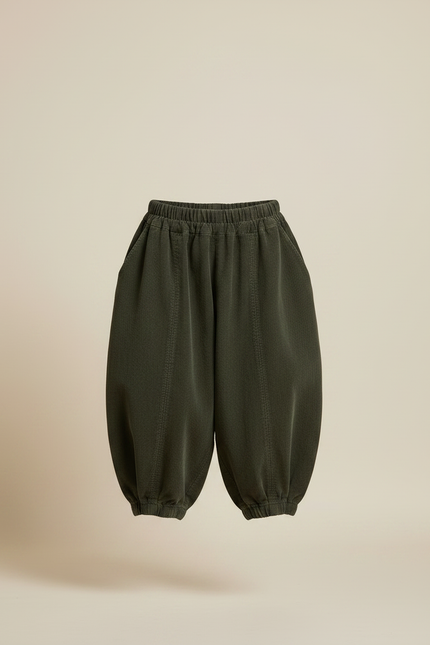 Pantalon Chinois Vert Côtelé Ample Enfant Rétro - Cordé - vue 3