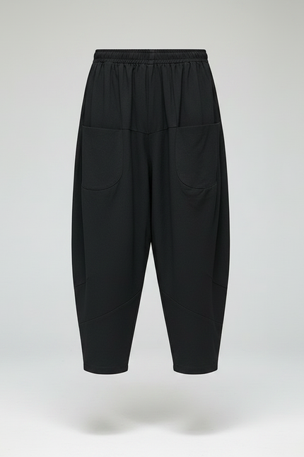 Pantalon Chinois Lin Noir Ample Décontracté Léger - vue 3