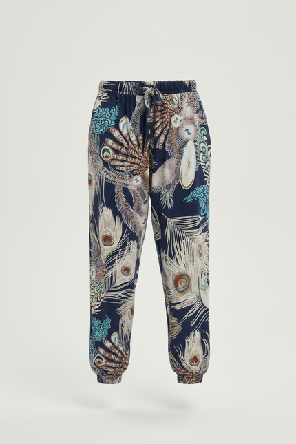 Pantalon Chinois Bleu Paon Fluide Ample Enfant - Multicolore Viscose - vue 3