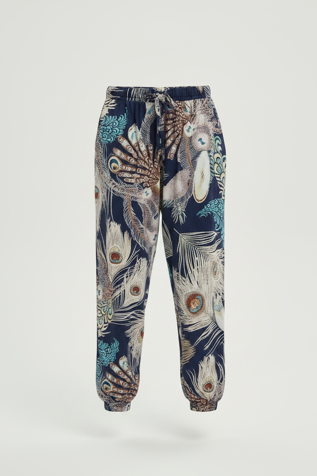 Pantalon Chinois Bleu Paon Fluide Ample Enfant - Multicolore Viscose - vue 3