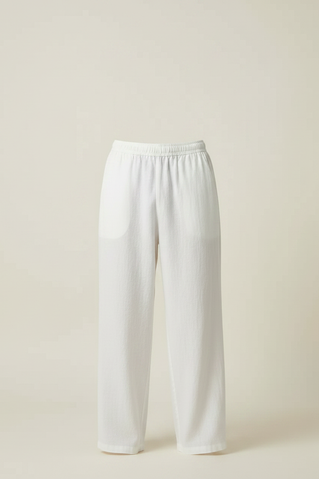 Pantalon Chinois Blanc Coton Lin Ample Décontracté Homme - vue 3