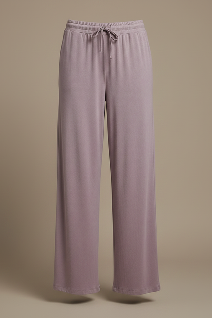 Pantalon Chinois Lilas Fluide Ample Droit Élégant - Violet Viscose - vue 3