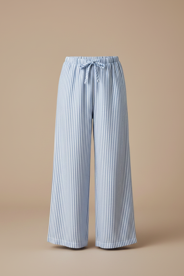 Pantalon Chinois Rayé Bleu Ample Fluide Enfant - Lin - vue 3
