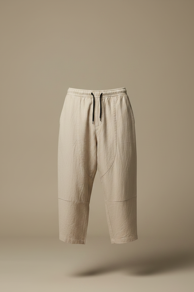 Pantalon Chinois Coton Lin Harem Beige Homme - vue 3