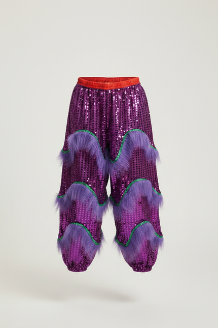 Pantalon Chinois Violet Pailleté Franges Danse Enfant - Polyester - vue 3