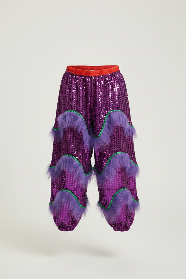 Pantalon Chinois Violet Pailleté Franges Danse Enfant - Polyester - vue 3