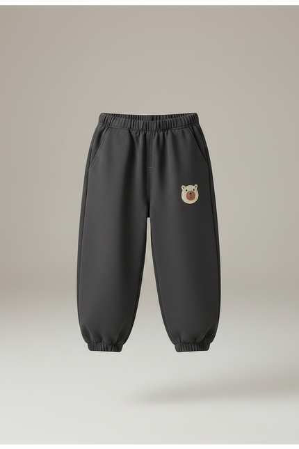 Pantalon Chinois Gris Ample Ourlets Élastiques Ours Enfant - Molleton - vue 3
