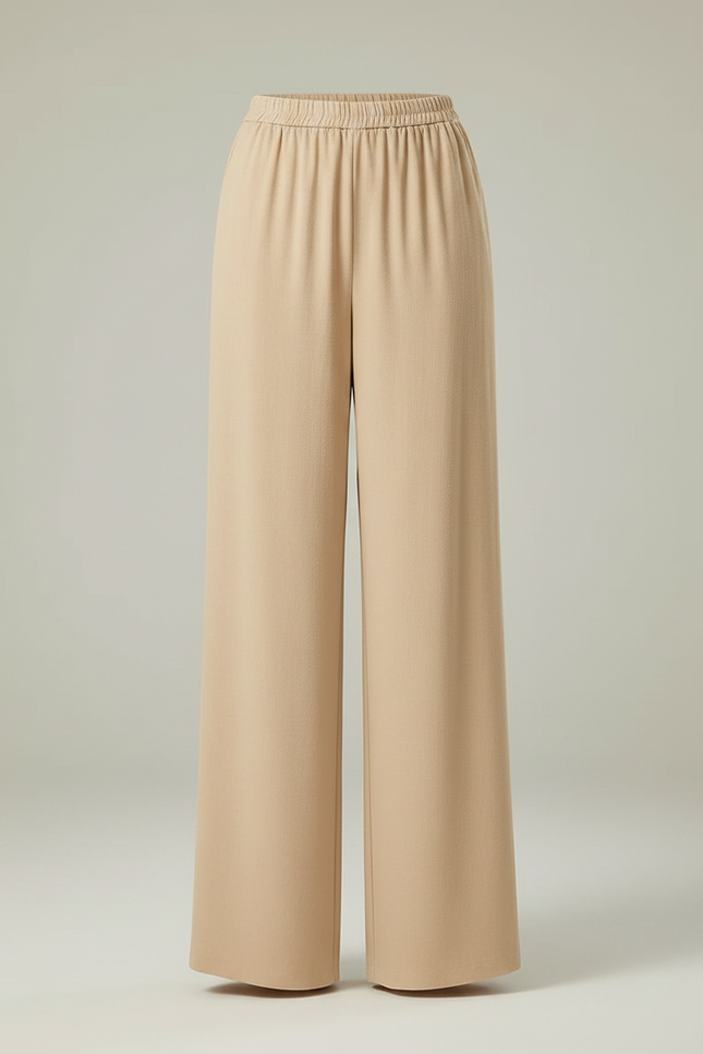 Pantalon Chinois Fluide Ample Superposé Beige Élégant - Viscose - vue 3