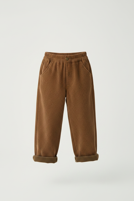 Pantalon Chinois Marron Côtelé Ample Enfant Doux - Cordé - vue 3