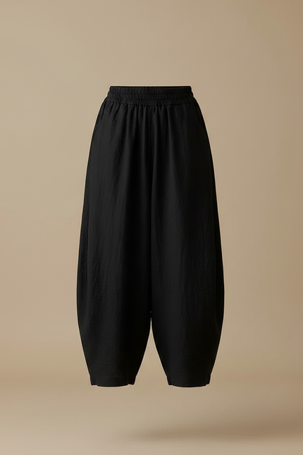 Pantalon Chinois Noir Ample Coton Fluide Décontracté - Lin - vue 3